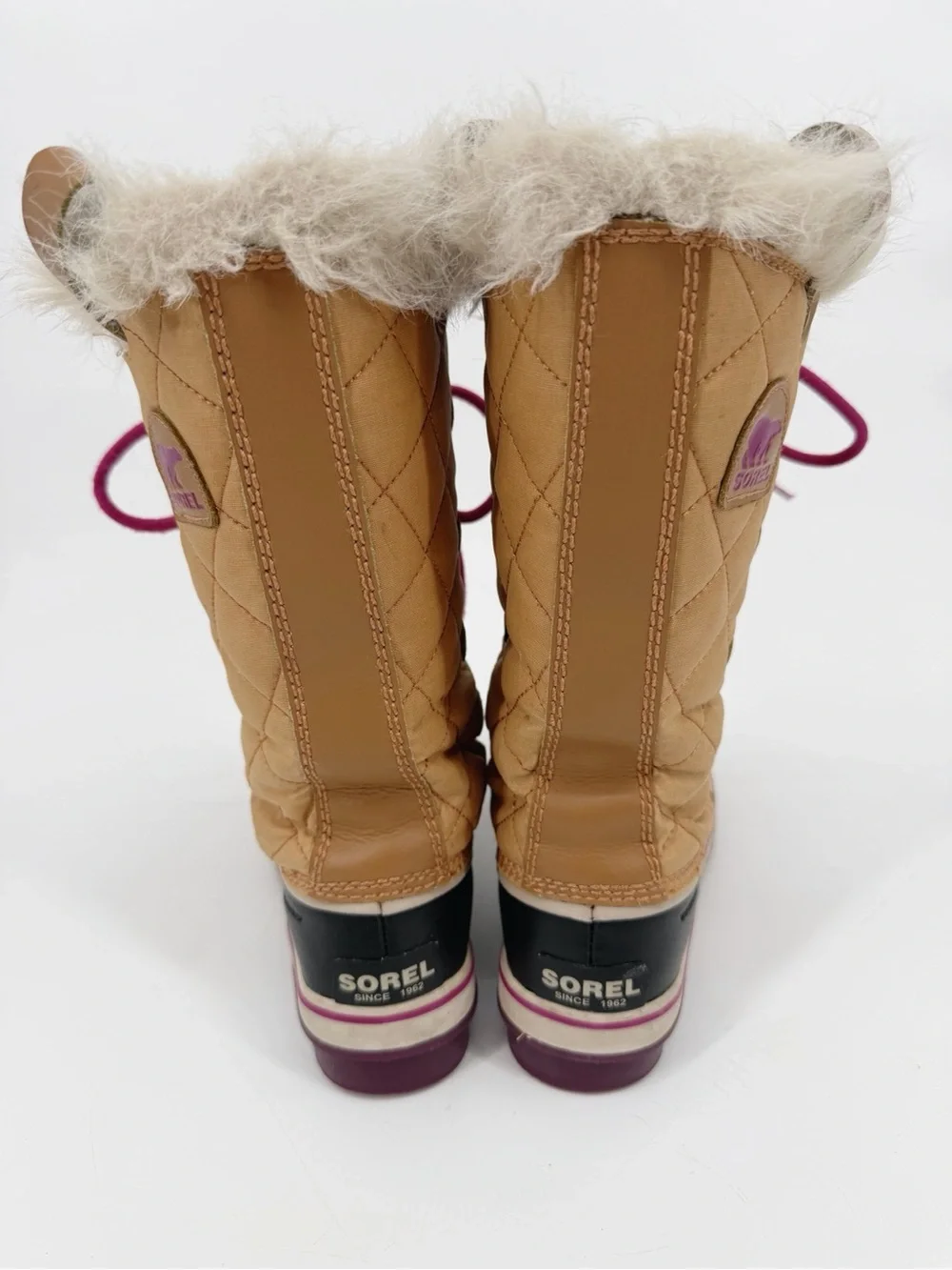 Sorel Tofino II Quilted Faux Fur Boots Camel Pink Size 6.5